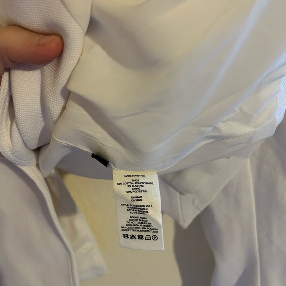 Theory Cotton Blend Blazer Lined Women’s Sz 8 White Button Up Collar Business - Picture 10 of 11